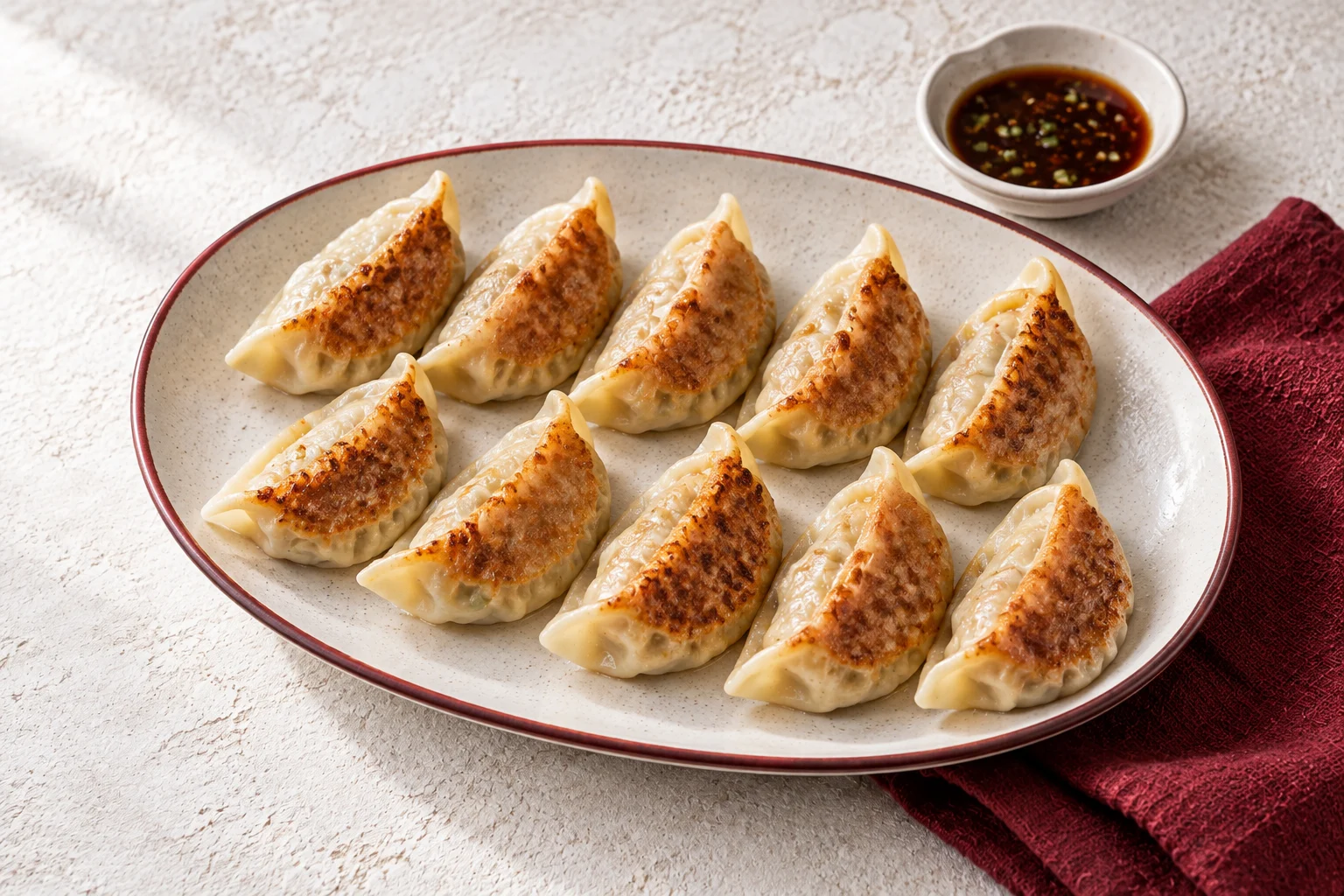Assiette de raviolis grillés